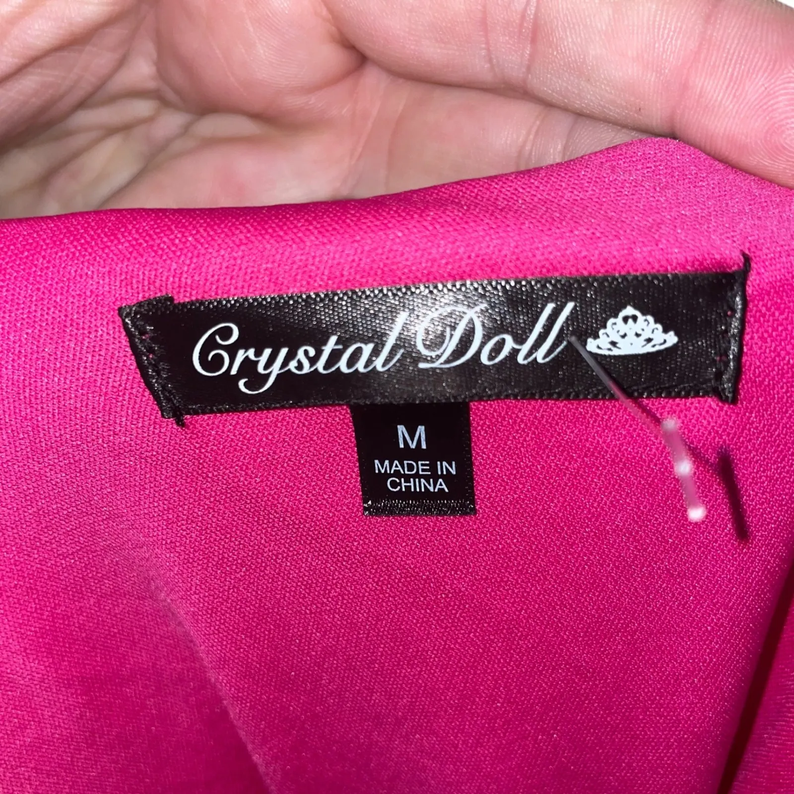 Crystal Doll Floral One Shoulder Dress Ruffle Hem Party Pink Size M - Image 4