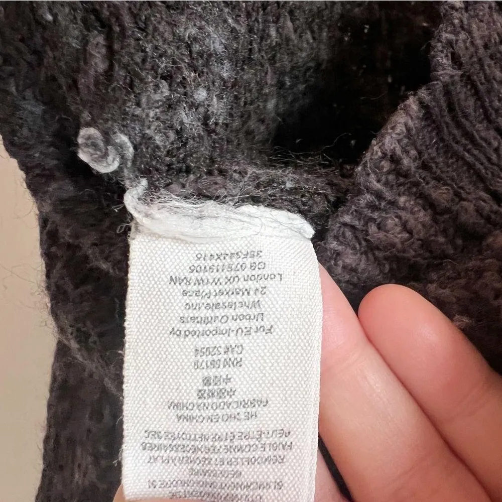 Free People Charcoal Gray Cotton/Wool Blend Pullover Sweater Size Medium - Image 6