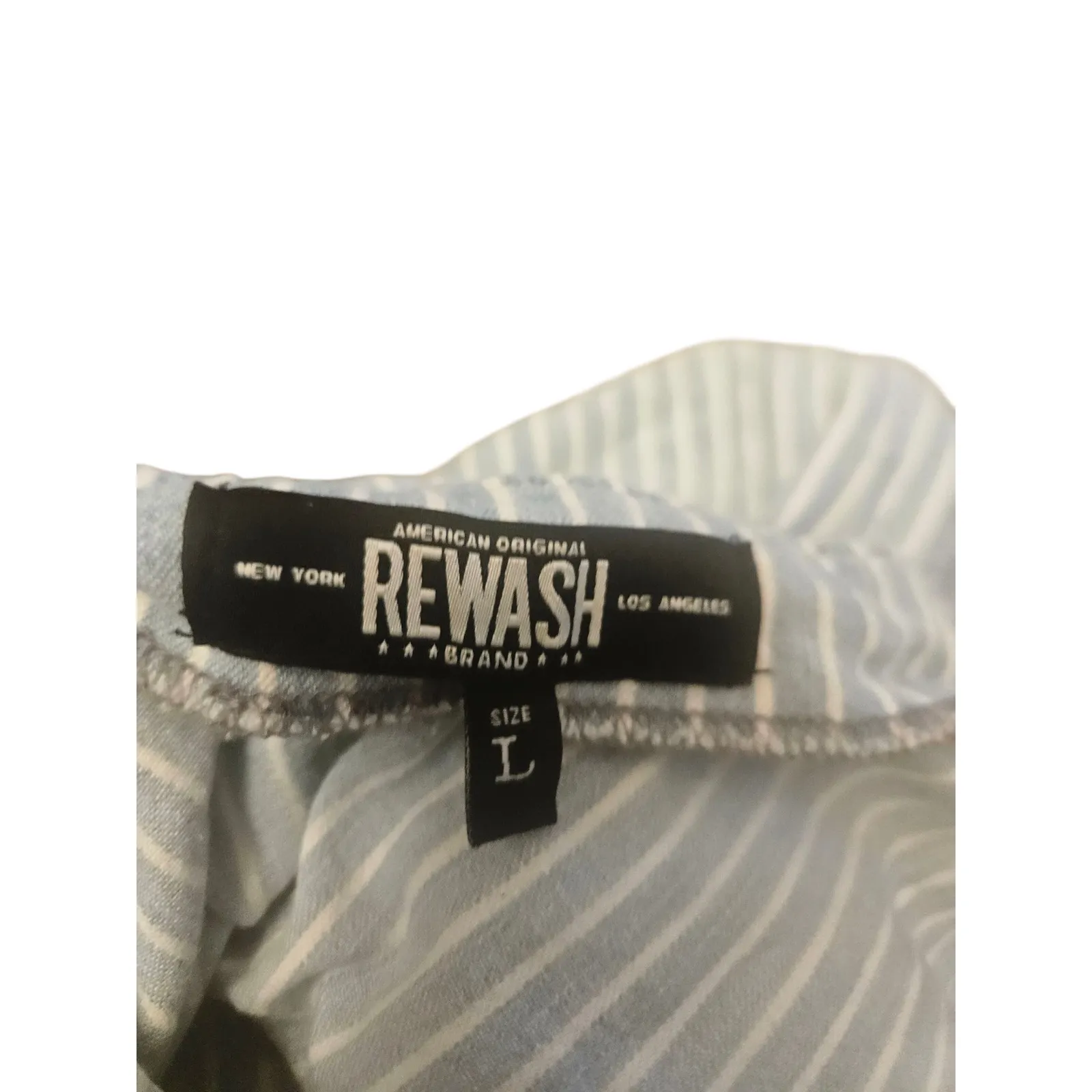 RE WASH Striped Wide‎ Leg Tie Waist Cami Jumpsuit Women's Size L Blue Size L - Image 6