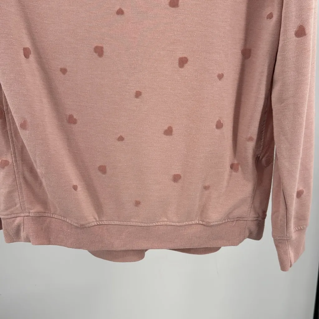 Jane and Delancey Pink velvet heart Sweatshirt lightweight M casual pastel - Image 6