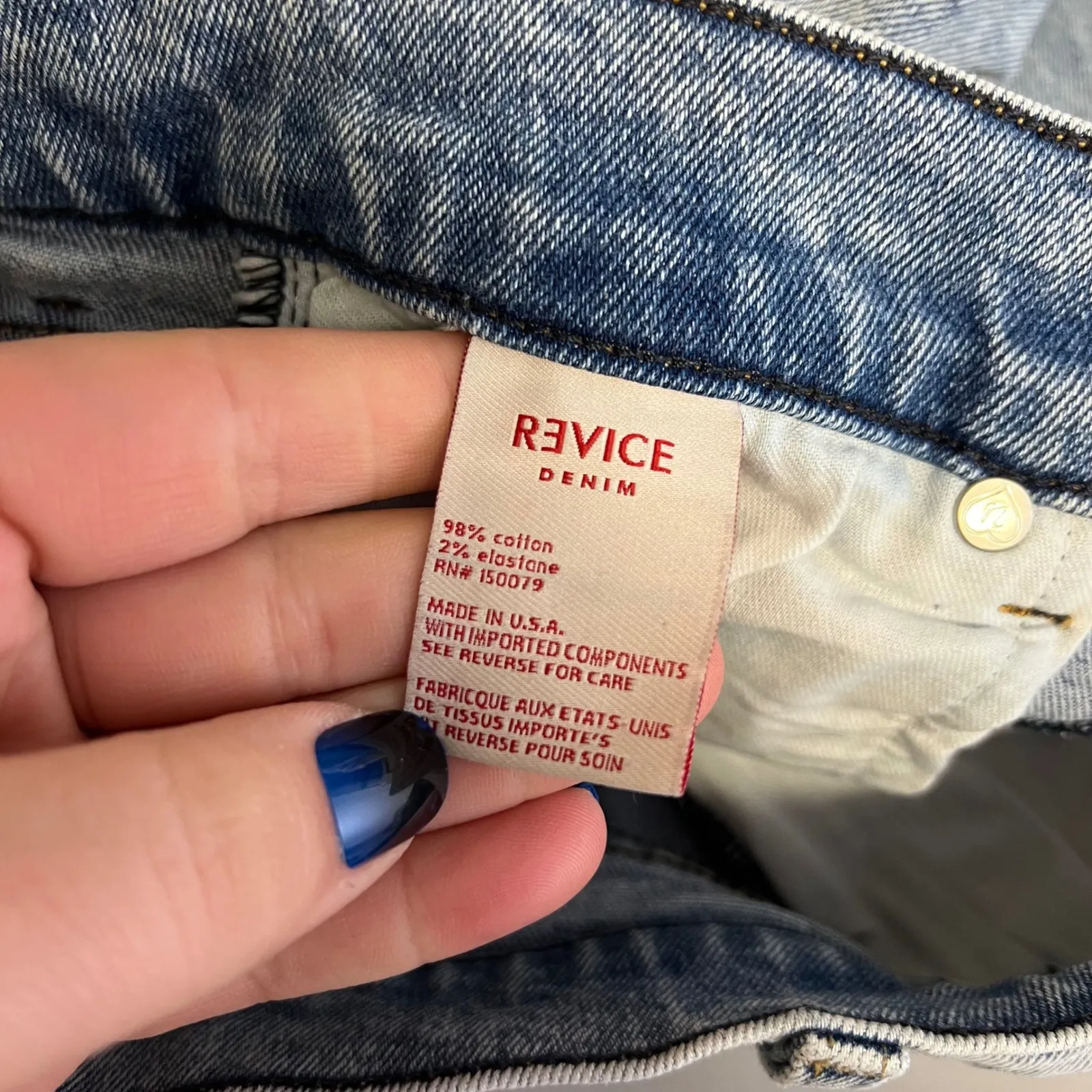 Revice Denim Jeans Women's Size 27 Acid Wash Uptown Rising Star Back Ripped Blue - Image 9