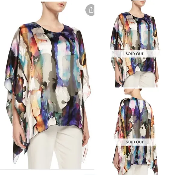 Caroline Rose Hand Painted Devore Caftan, Petite Size undefined - Image 2