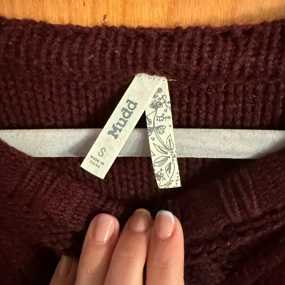 Burgundy Cable Knit Sweater - Image 3