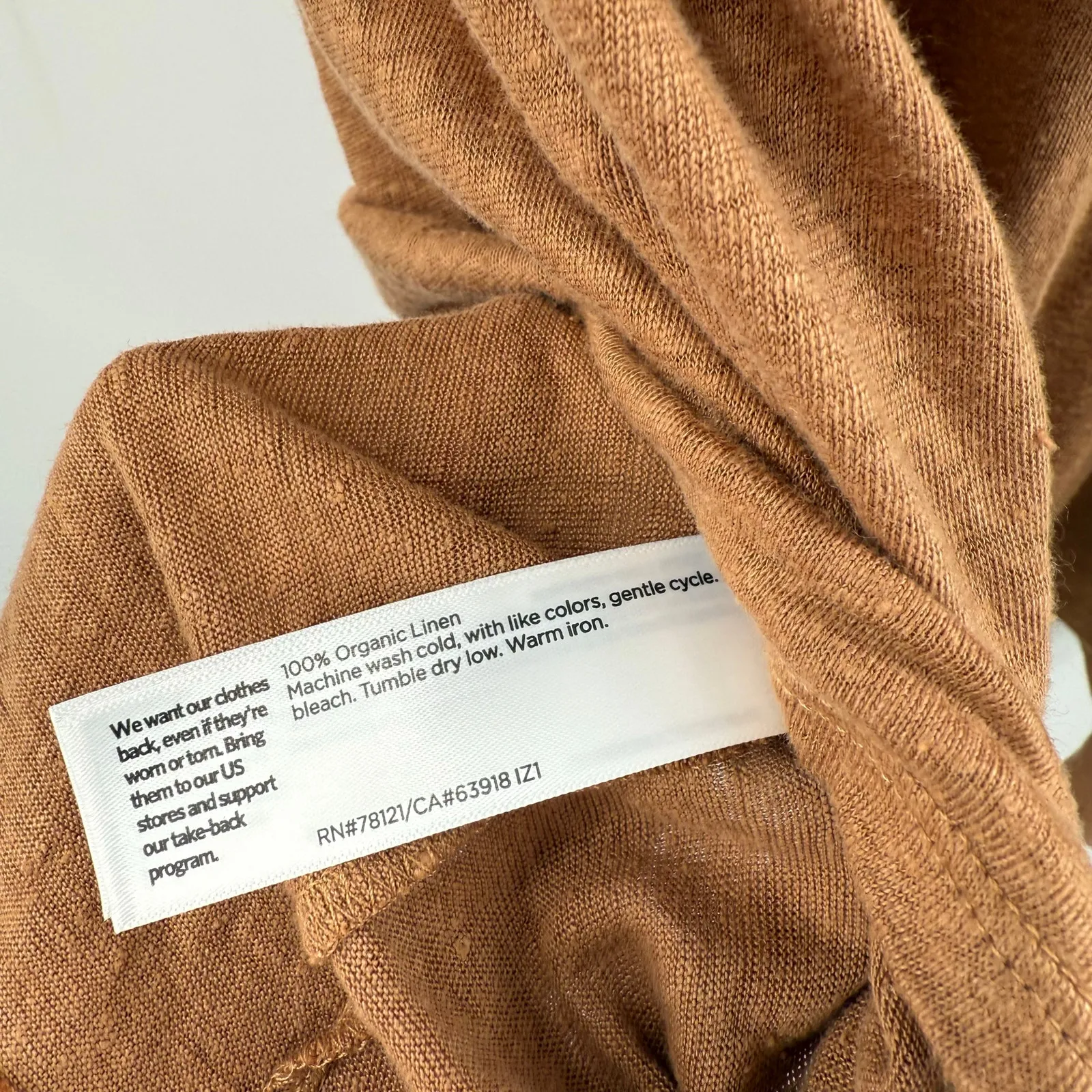 EILEEN FISHER Top Size 2X Short Sleeve 100% Organic Linen Plus Curvy Tan *flaw - Image 12