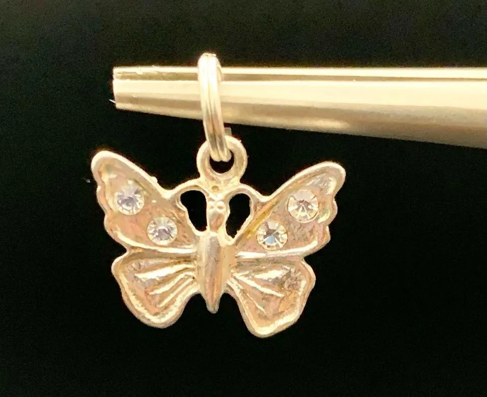Sterling Silver and Crystal Butterfly Charm Pendant Small for Bracelet/Necklace - Image 2
