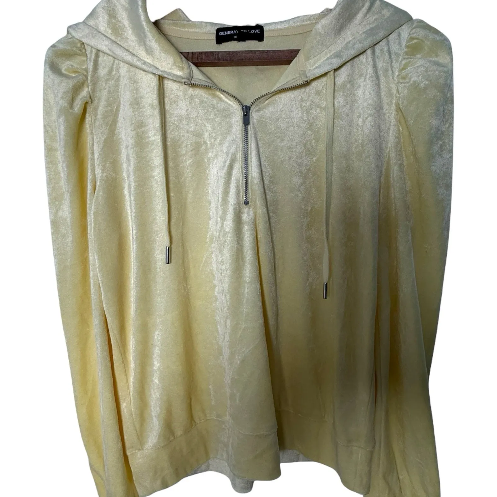 Generation Love Primrose Hoodie Small Butter Yellow Velvet NWT Women's Pullover - Image 9