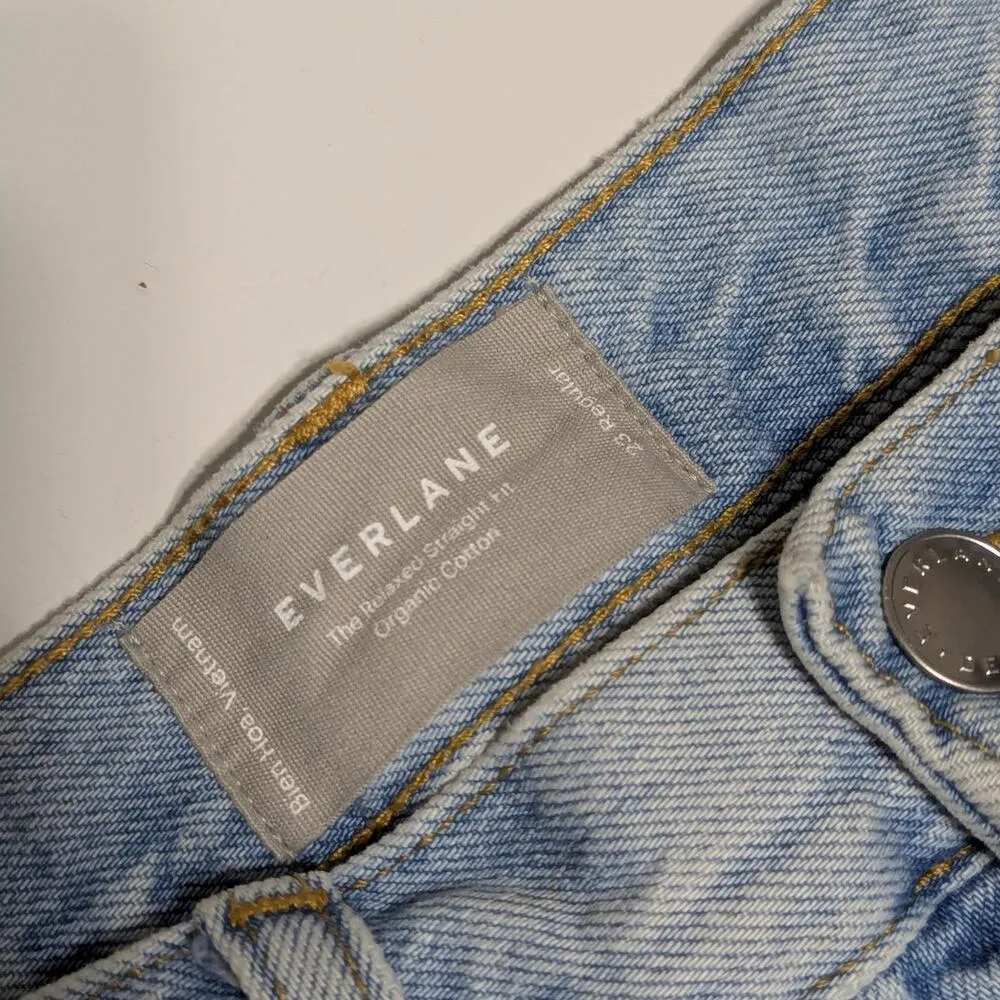 Everlane The Relaxed Straight Jeans Light Wash Cropped Length Capri Womens 23 - Image 4