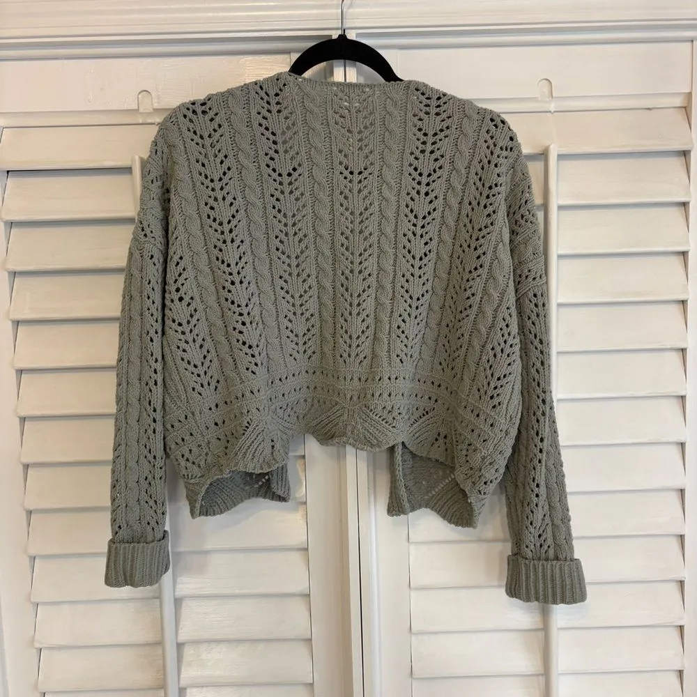 Jessica Simpson‎ Sage Green Chenille Crop Sweater Size Small - Image 2