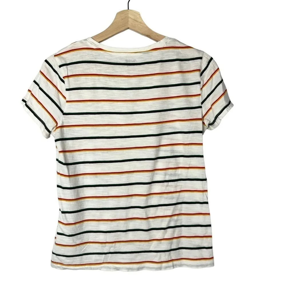 Madewell Whisper Cotton White Rainbow Stripe Short Sleeve T-Shirt S - Image 3