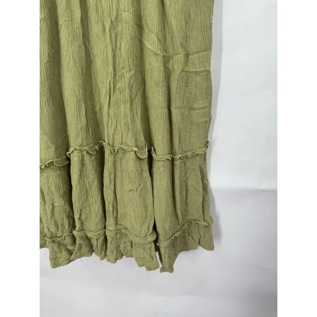 Indulge Festival Crochet Fairy Hippie Mini Dress Women L Green Goblin Earthy Y2K - Image 9