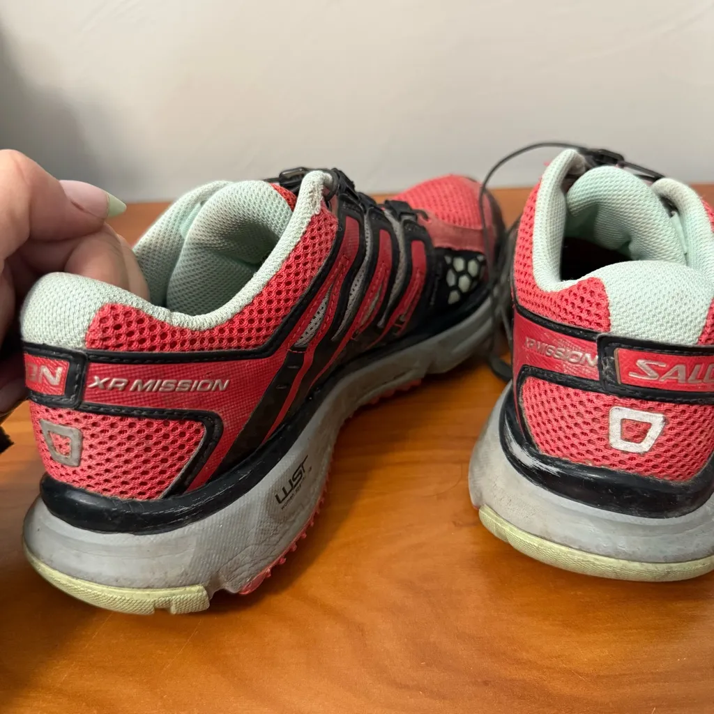 Salomon XR Mission 1 Women's Hiking Shoes Pink Grey Trail Running Athletic W8‎ - Image 4