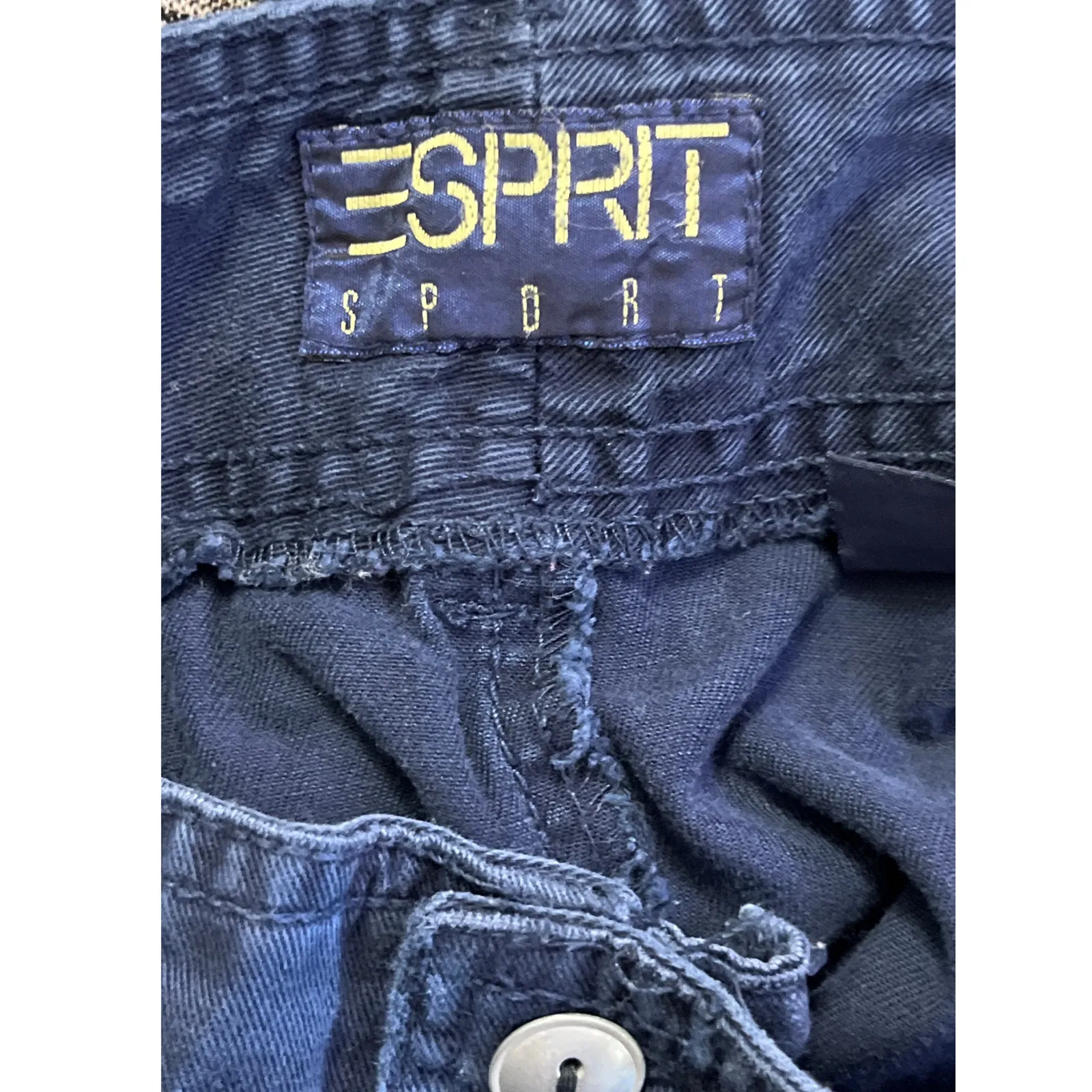Vintage Esprit Sport Pleated High Waist Cotton Trousers Navy Blue Modern Size S - Image 3