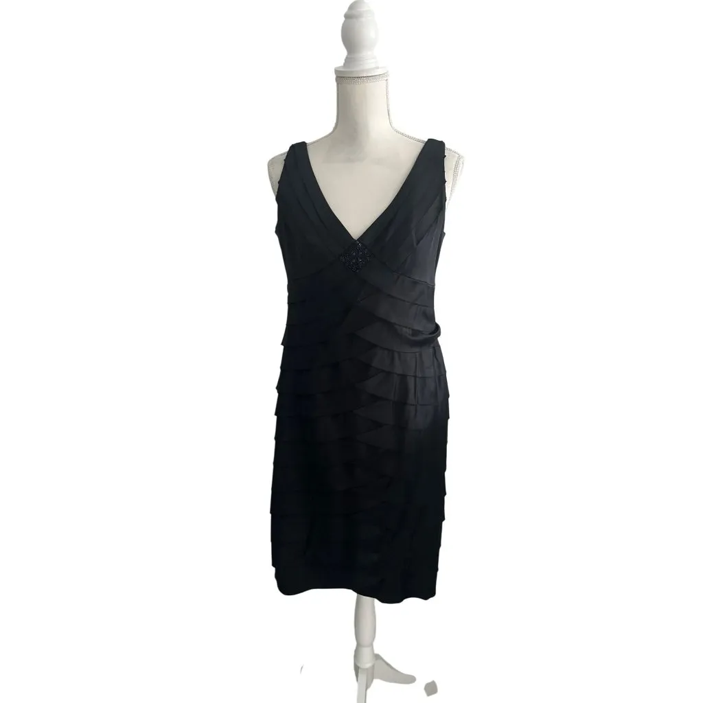 JONES NEW YORK Black Layered Cocktail Dress Size 12 - Image 8