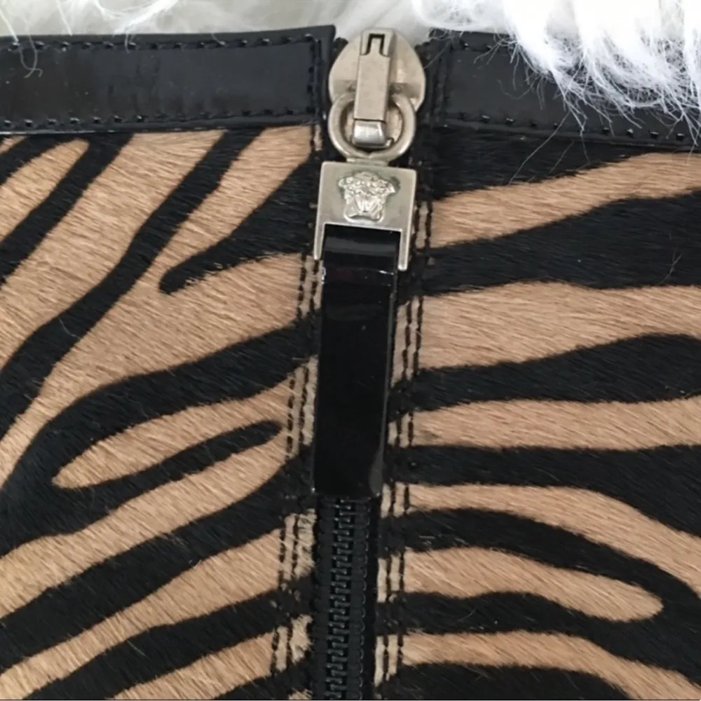 GIANNI VERSACE Iconic Y2K Zebra Ponyhair Stiletto Heel Ankle Boots EU 37 - Image 8