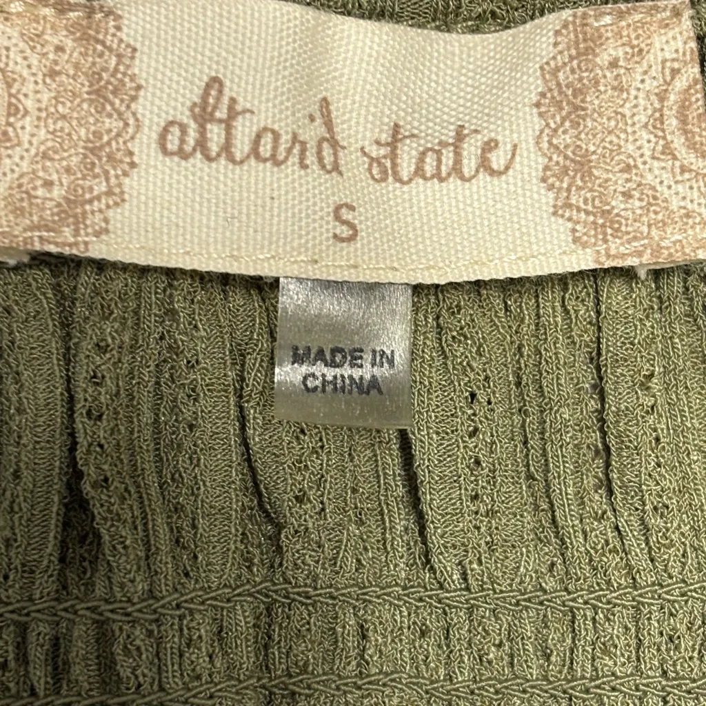 Altar'd State Olive L/S Dress with smocked bodice tiered ruffle hem shirt -Small - Image 6