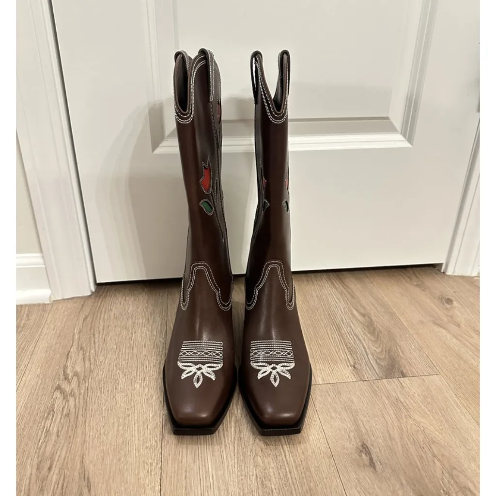 LOEFFLER RANDALL Wilder Western Boot in Espresso Size US 8 - Image 3