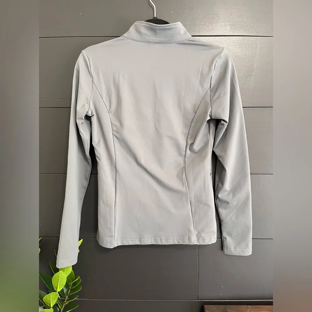 TACASEN Women’s Quarter Zip Pullover Sweatshirt Coat Thumb Holes Sz S NWT Silver - Image 5