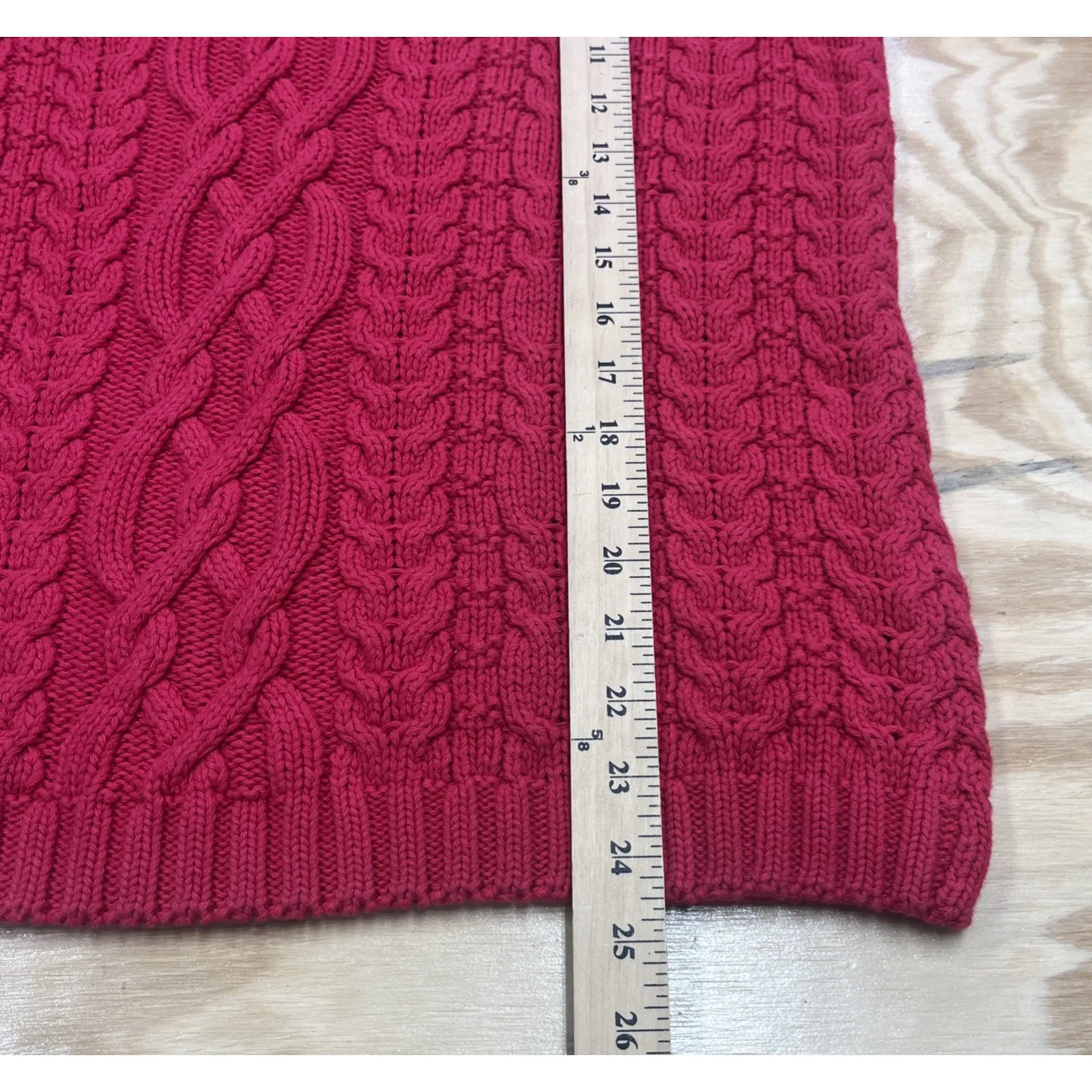 Vintage Lands' End Cable Knit Sweater Womens M 10-12 Red Fisherman Classic USA - Image 10
