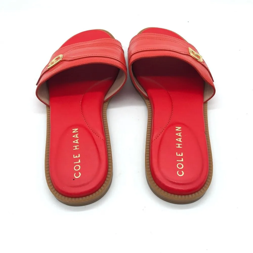 Cole Haan Womens Charlotte Grand 360 Red Leather Slide Sandals Size 5 - Image 4