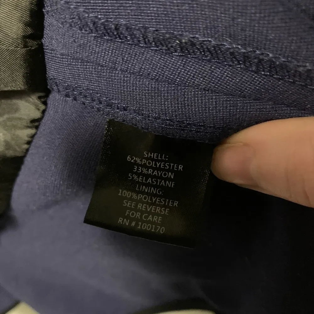 Valerie Bertinelli Navy Zip Up Peplum Ruffle Hem Blazer Size Large - Image 7