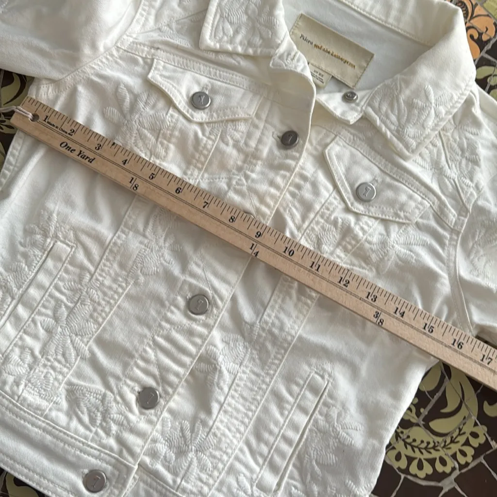 PILCRO AND THE LETTERPRESS Women's White Embroidered Denim Jacket SZ:XS - Image 9