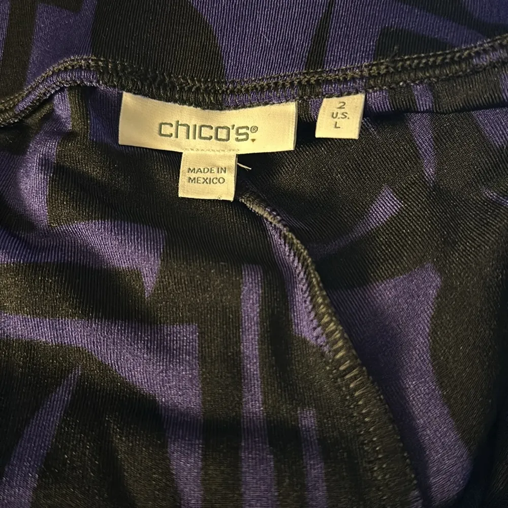 NWOT Chico's Purple and Black Abstract Print Wide Leg Pants - Image 4