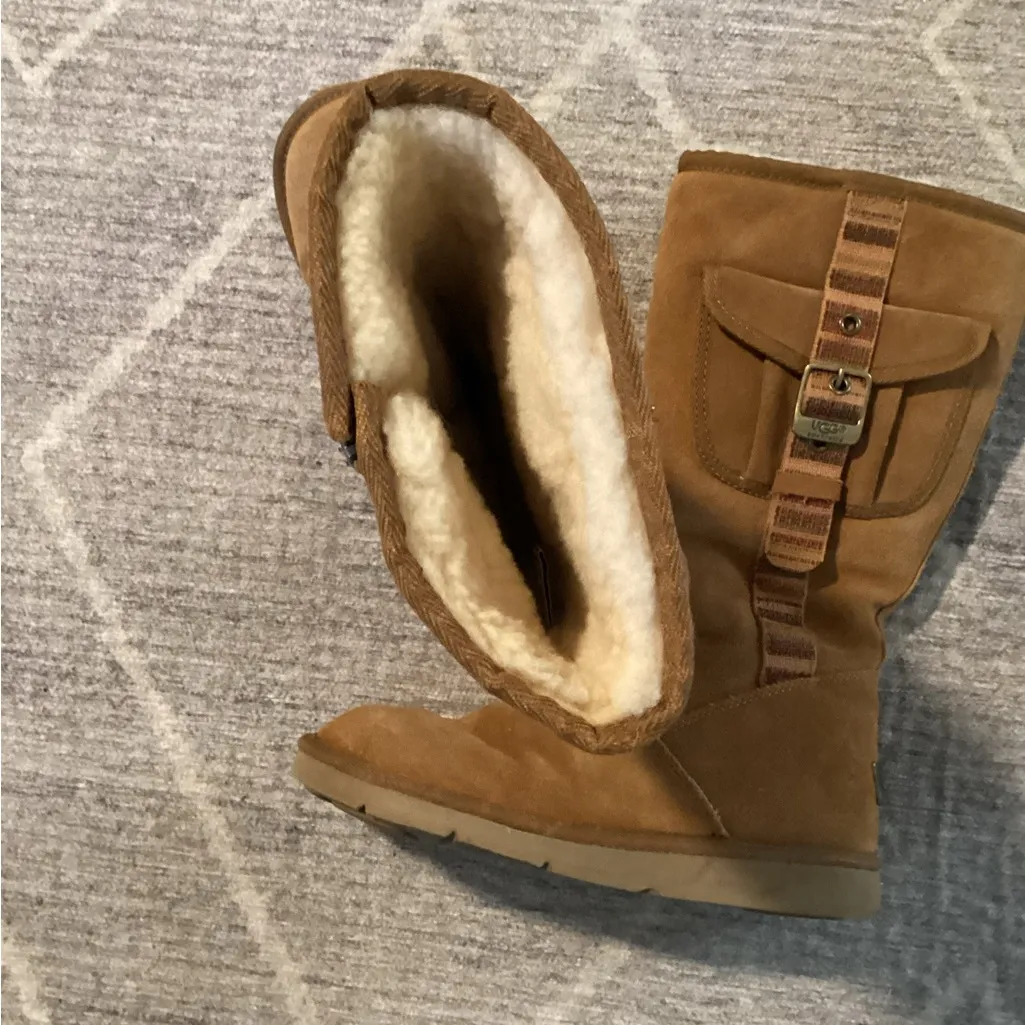 UGG  Cream and Tan Shearling Lined Boots - Image 4