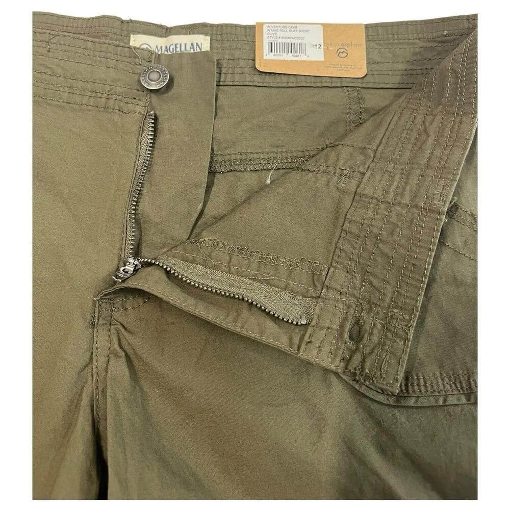 New Magellan Shorts Womens 12 Adventure Gear Roll Cuff Outdoor Olive Green - Image 13