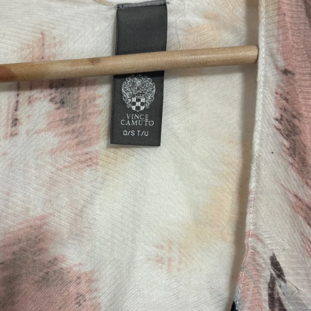 Vince Camuto Floral Kimono/Swimsuit Cover-up Womens OS Pink Black Boho Hippie - Image 5