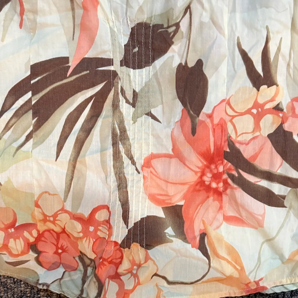 Caribbean Joe Medium Multicolor Floral Blouse - Image 4