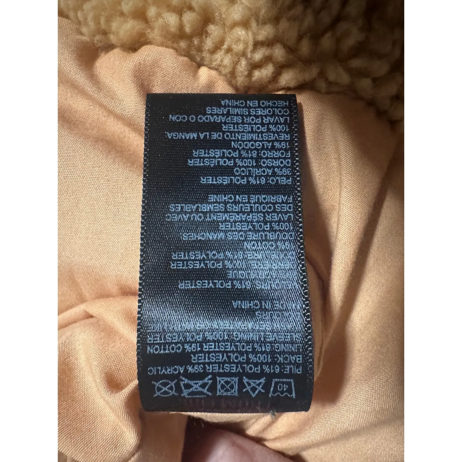 Urban Outfitters Sherpa Fleece Zip Jacket – Tan Teddy Bomber – Women’s Small - Image 7