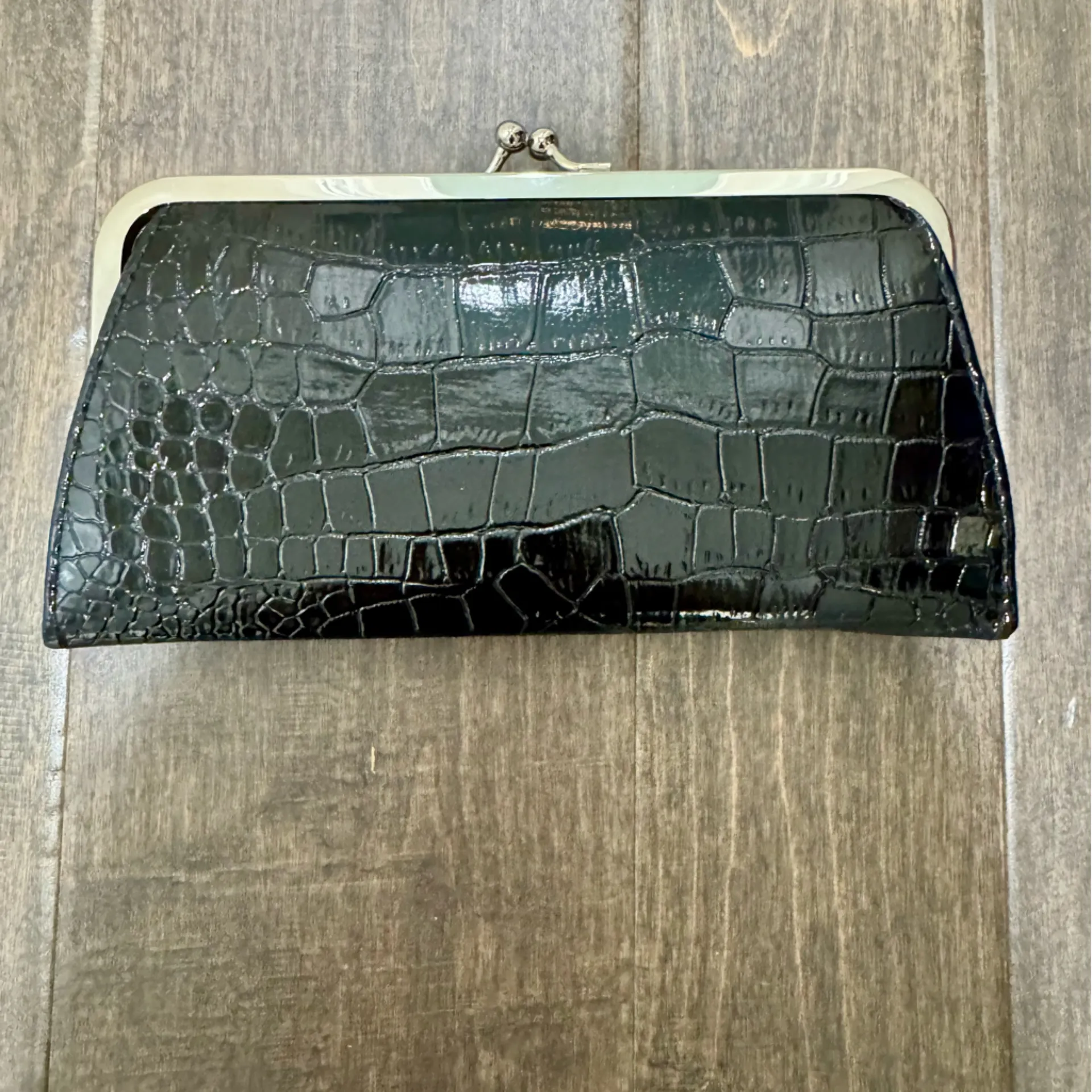 Black Faux Croc Wallet Clasp Frame | Accordion Card Slots | NWOT - Image 3