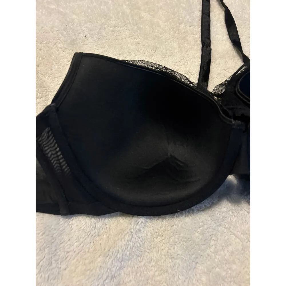 Cacique Bra 44DDD Black Lace High Neck Halter Underwire Lightly Padded - Image 6