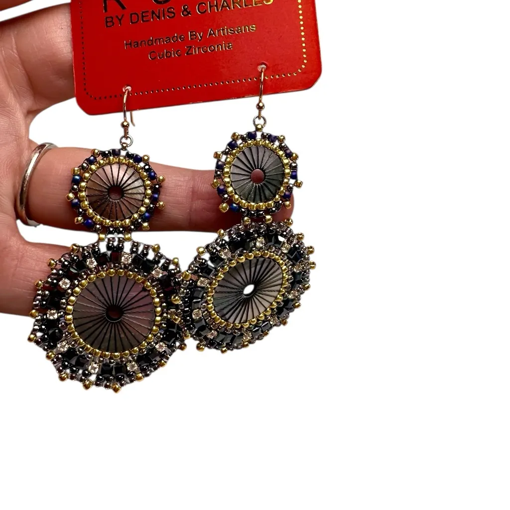 Rush by Denis and Charles, Dangling Boho Beaded Earrings NWT Black - Image 4