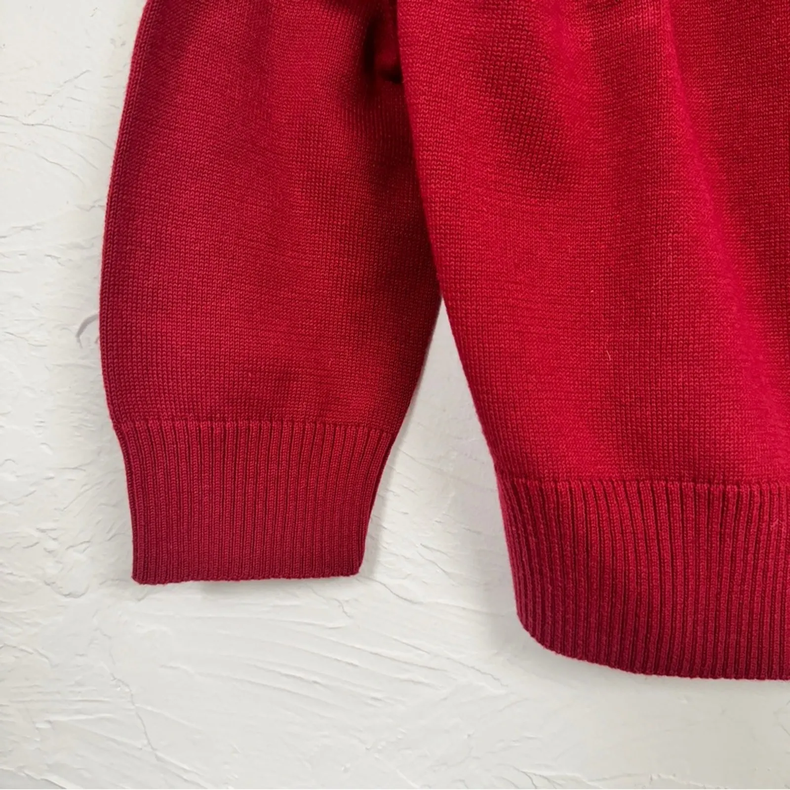 Knitted Dove Red Beaded Cardigan Sweater Womens L Cropped Preppy Coquette Boho Size L - Image 2