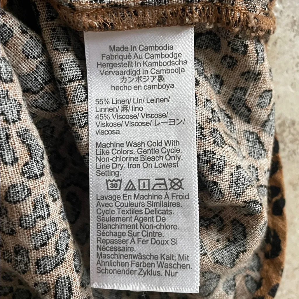 J.Crew Animal Print Linen-blend Belted Mini Shirt Dress Warm Brandy Black - Image 13