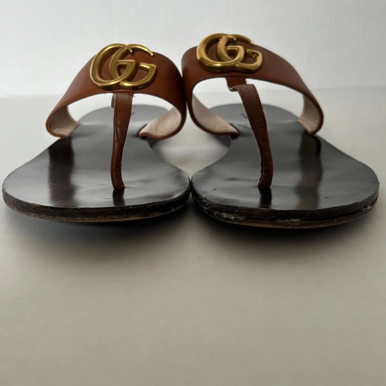 Gucci Marmont GG Thong Sandal Black Brown Slip On Flip Flop Flat Size EU 39 US 9 - Image 4