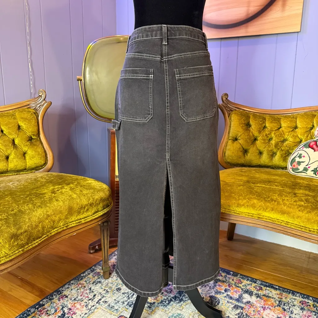 Love, Fire Denim Cargo Maxi Skirt Juniors Size 7 Black - Image 4