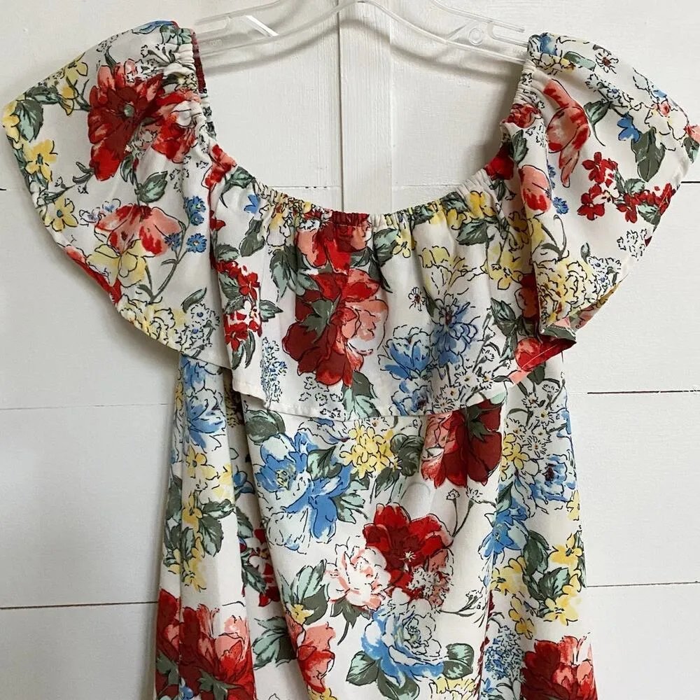 Abercrombie & Fitch Women's Strapless Floral Off the Shoulder Romantic Dress - S - Image 4