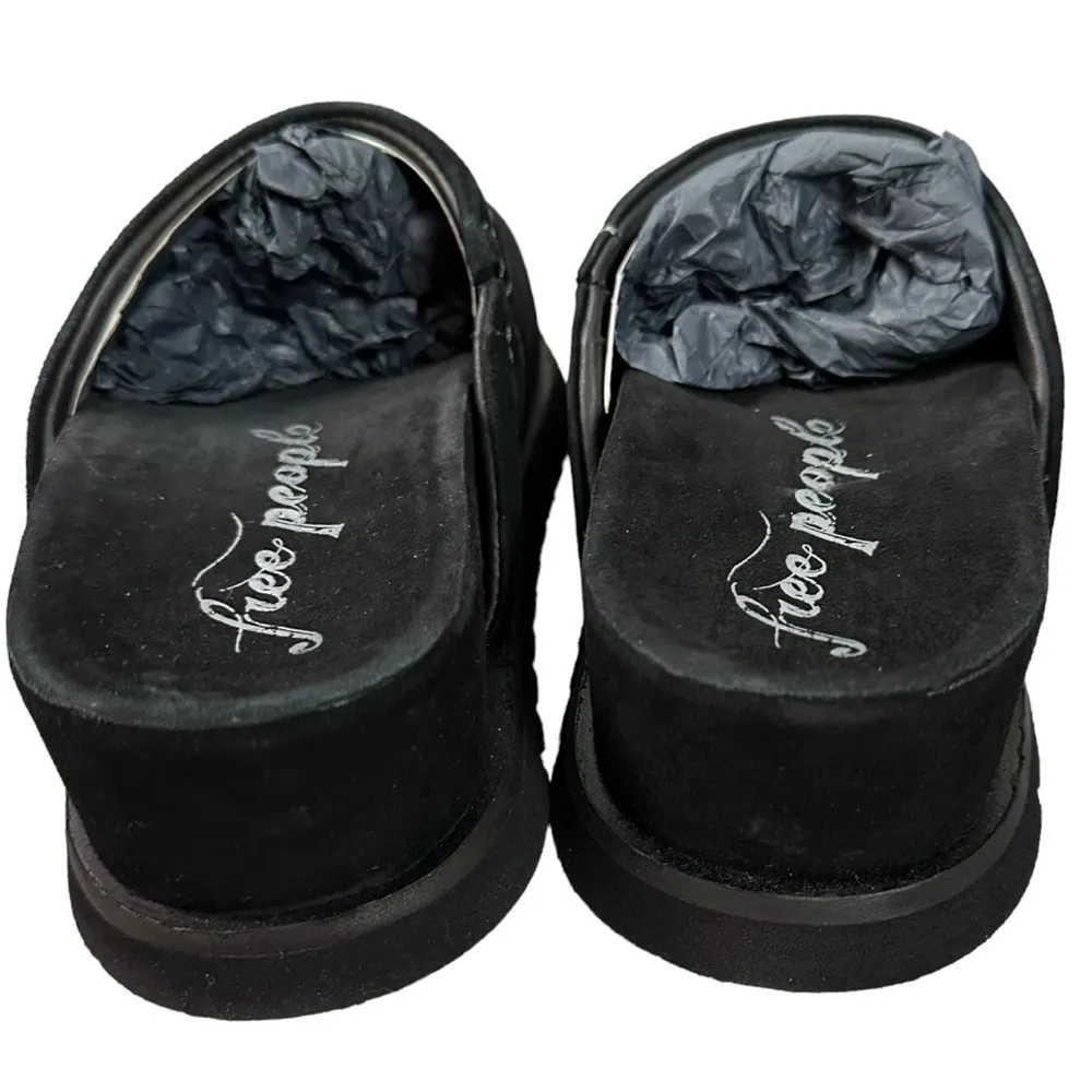 Free People Milo Everyday Mules in Black NIB NEW Suede Leather Chunky Size 7 - Image 6