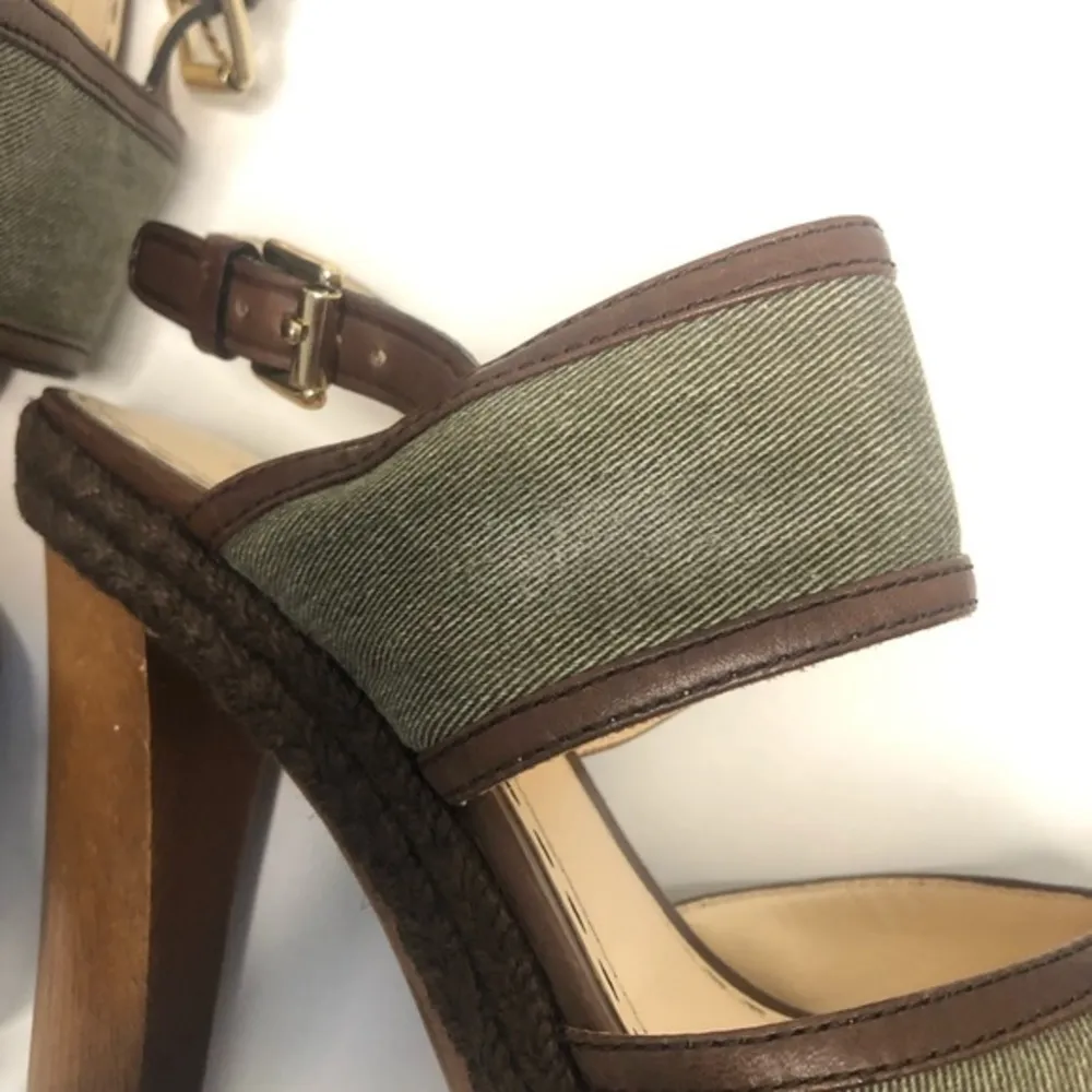 Coach Daria Platform Sandals Heels Olive Green 9B - Image 9