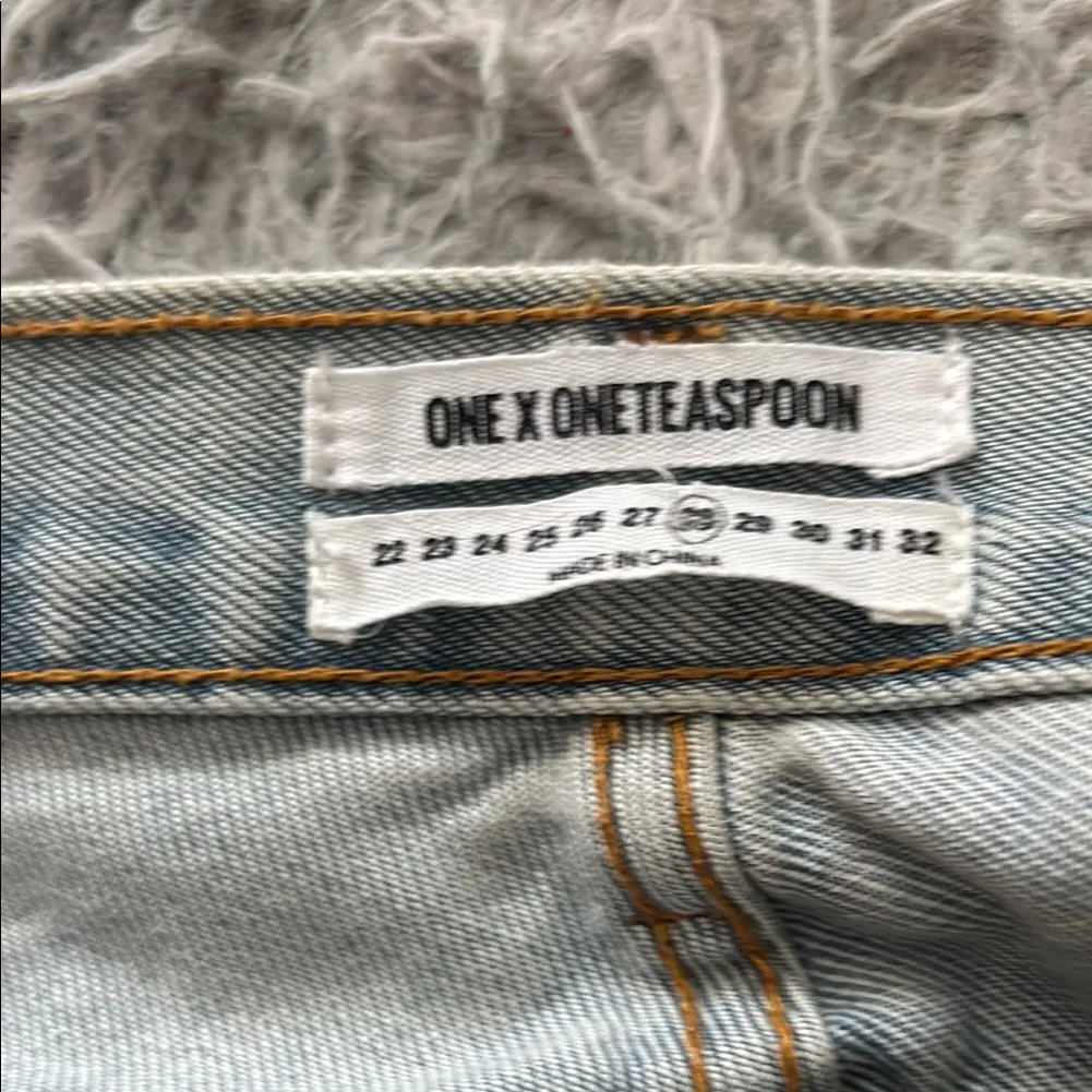 One X Oneteaspoon Light Blue Distressed Jeans with Floral Design - Image 12