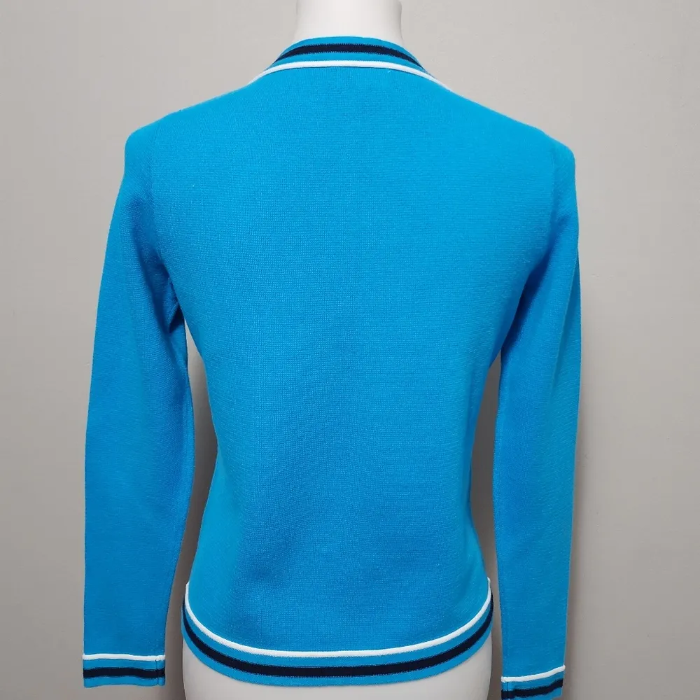 Crown & Ivy Cerulean Blue Piping Trim Cardigan Size SP - Image 4