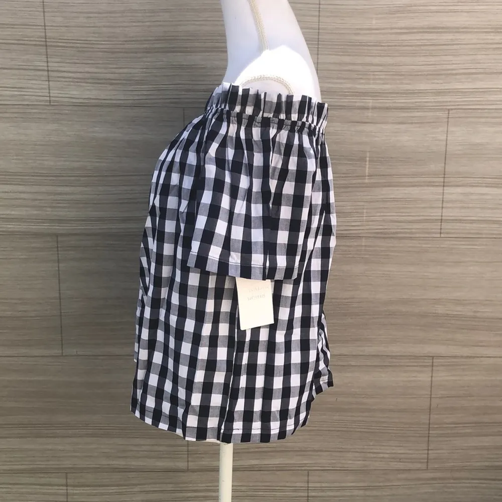 Cavalini Plaid off the shoulder blouse New - Image 3