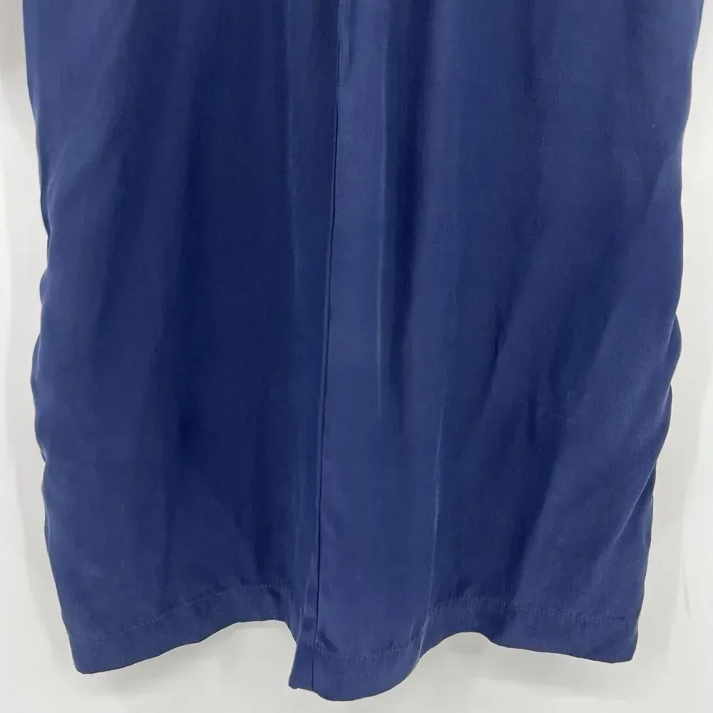 Koch 100% Silk Mini‎ Tunic Shirt Dress Navy Blue 3/4 Length Sleeves Size Small - Image 6