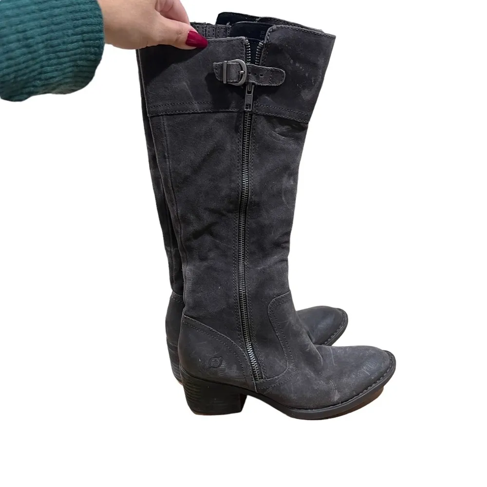 Born Fannar Leather Grey Riding Boots Size 6 - Image 3