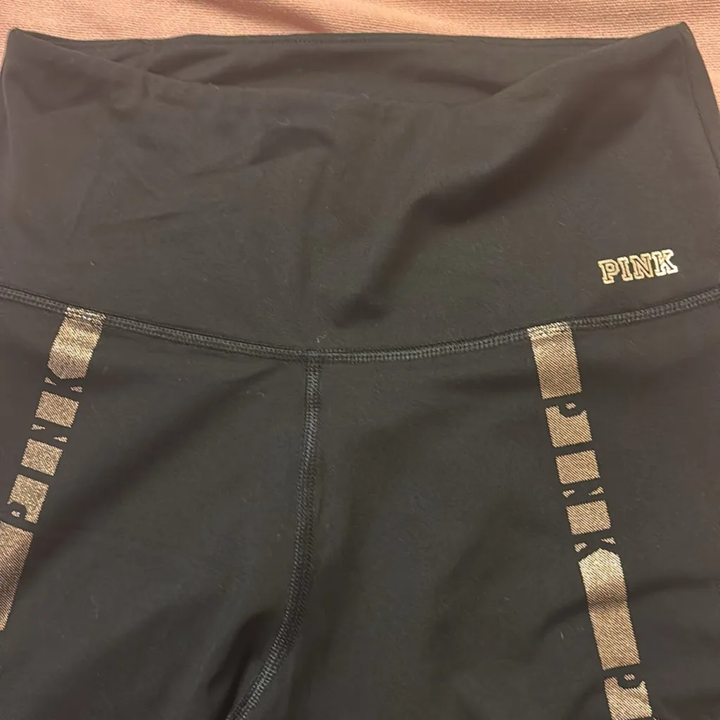 Pink  Black Leggings with Gold Accents - Image 8