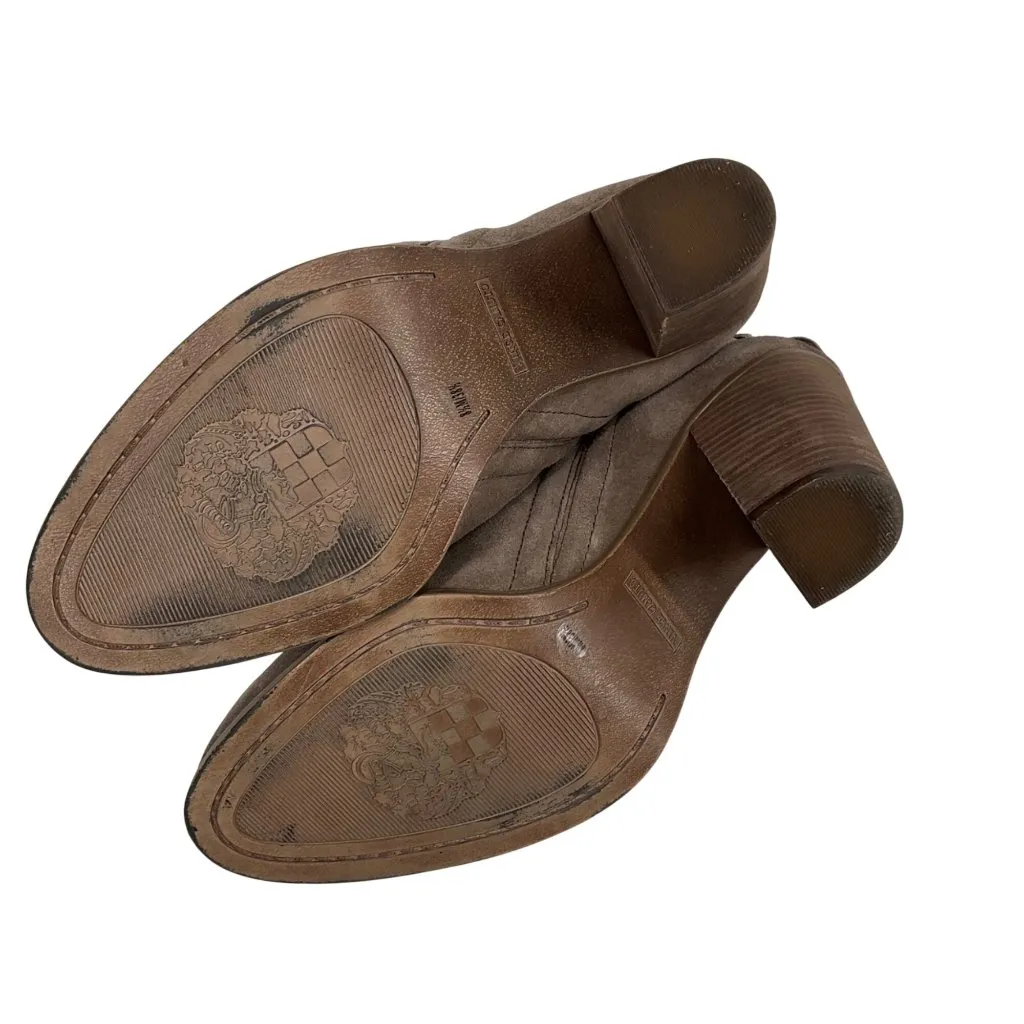 Vince Camuto Francia Suede Bootie Taupe Stacked Block Heel 8.5  Ankle Boots - Image 10