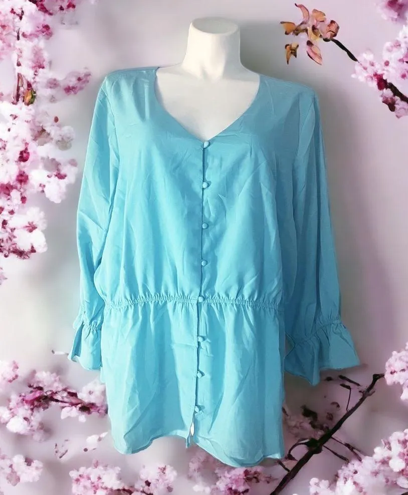 Peplum Blouse with Angel Sleeves Plus Size 26/28, 4X - Image 7