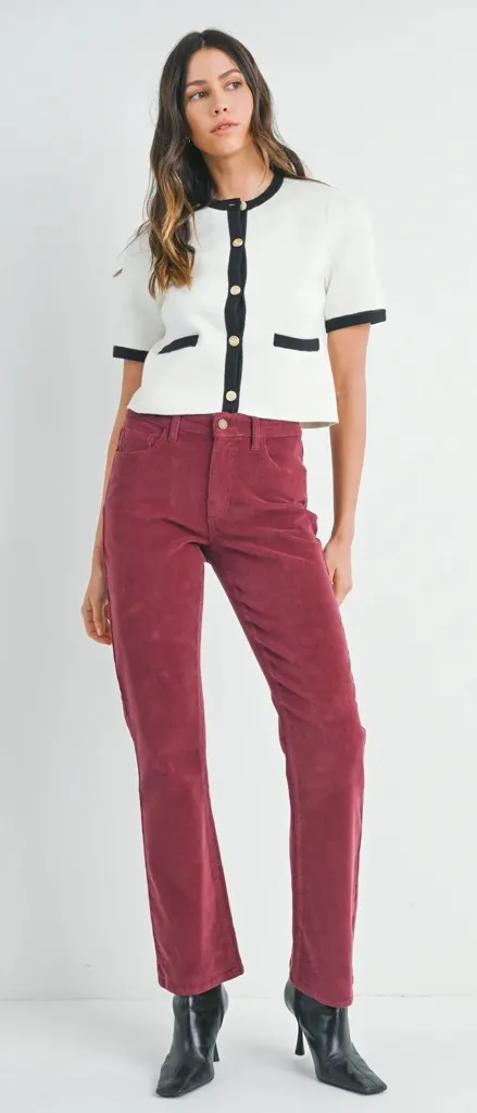 NWT JBD Just Black Denim Slim Bootcut Corduroy Jeans Burgundy 31 Red - Image 1